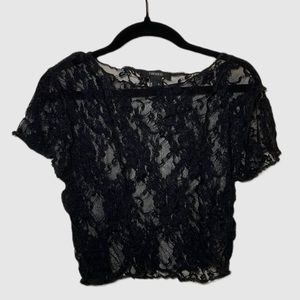 Sexy Black Lace Mesh Top